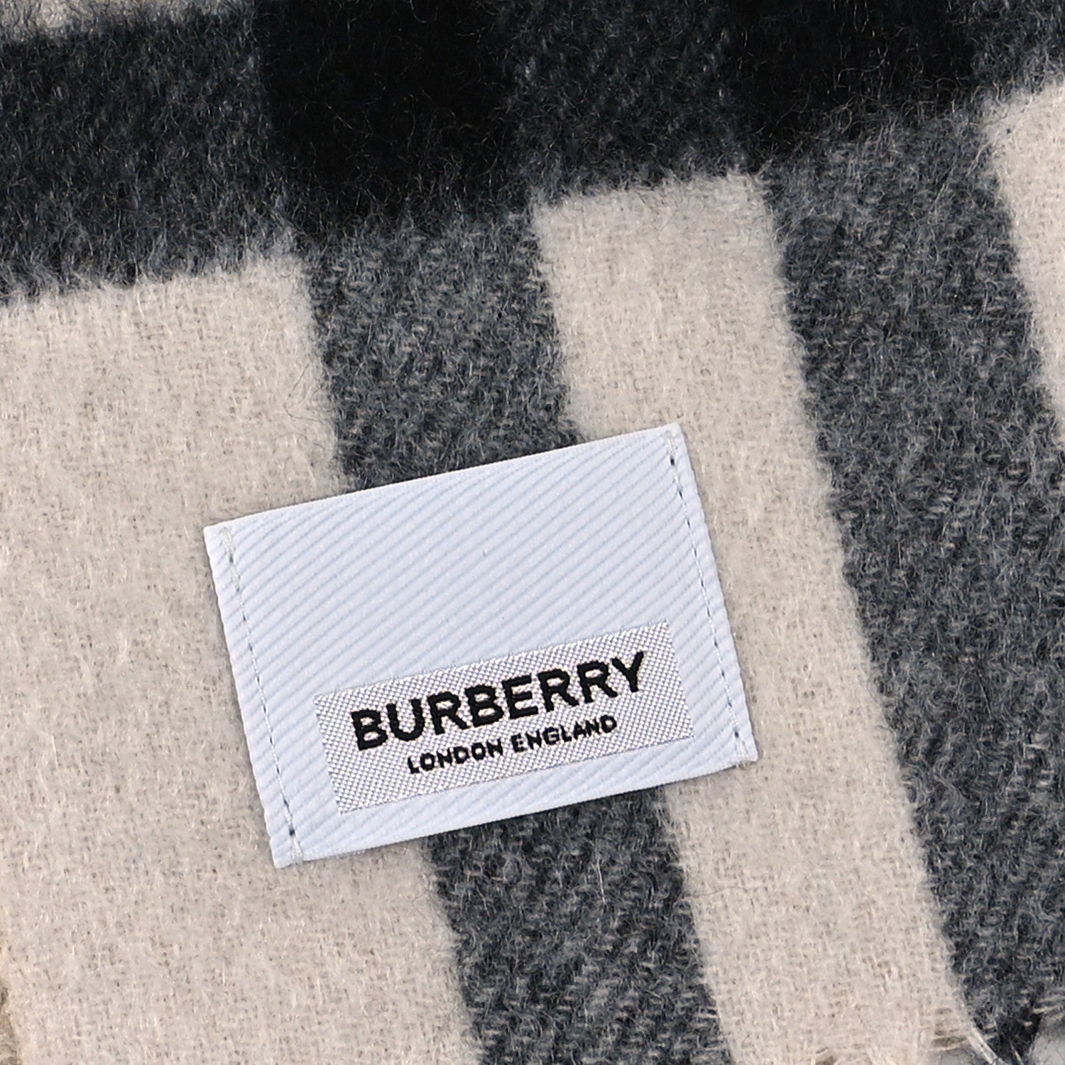 Burberry Cashmere Giant Check Fringe Scarf Archive Beige White 4 of 4
