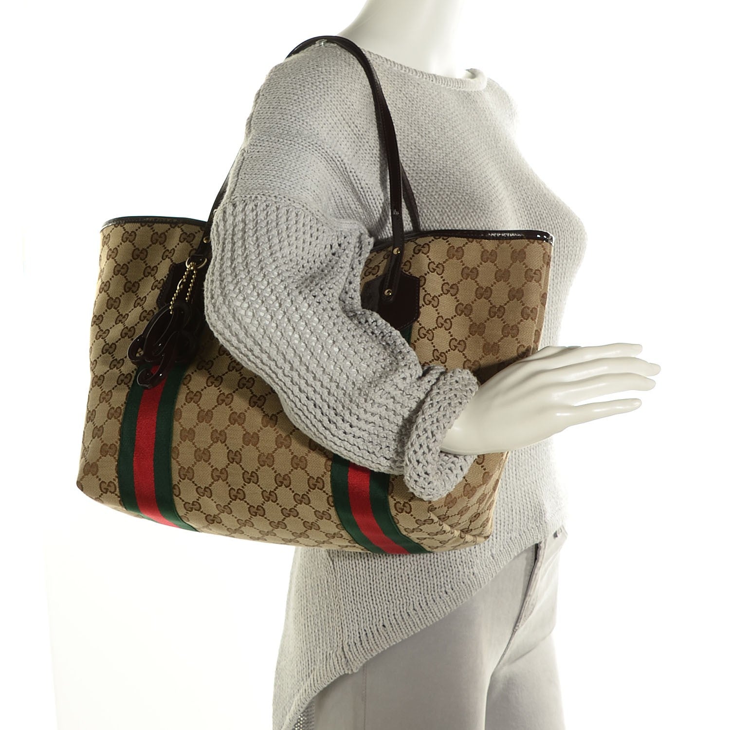 Gucci Monogram Web Large Jolie Tote Brown 2 of 9