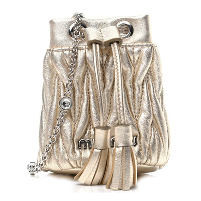Miu Miu Metallic Nappa Matelasse Mini Bandoliera Gold 1 of 9