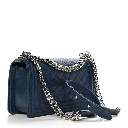 Chanel Iridescent Caviar Quilted Medium Boy Flap Blue 3 of 13