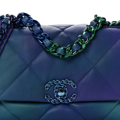 Chanel Tie Dye Calfskin Quilted Medium Chanel 19 Flap Blue Purple 8 of 11