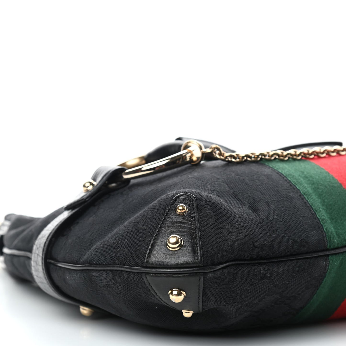 Monogram Large Horsebit Web Hobo Black