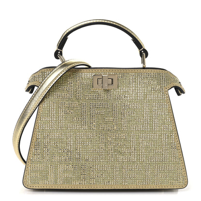 Fendi Crystal Vitello Laminato FF Petite Peekaboo I SEE U Satchel Crystal Platinum Light Gold 1 of 9