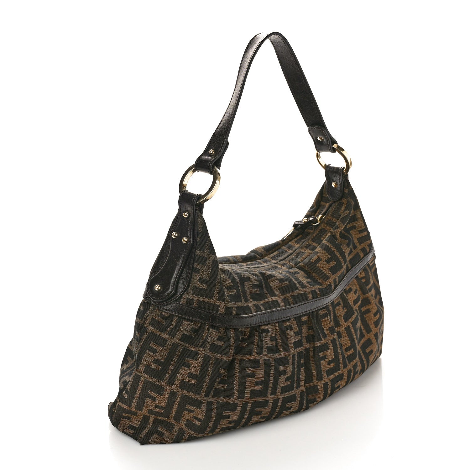 Fendi Zucca Cuoio Lucido Chef Hobo Tobacco Moro 3 of 8