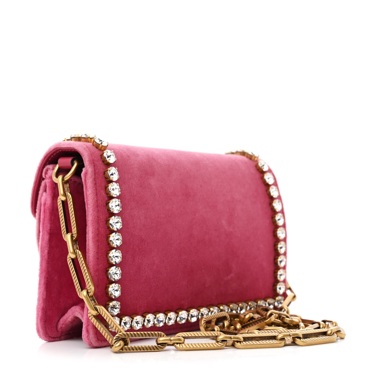Gucci Velvet Crystal Mini Bee Broadway Shoulder Bag Light Raspberry Rose 3 of 13