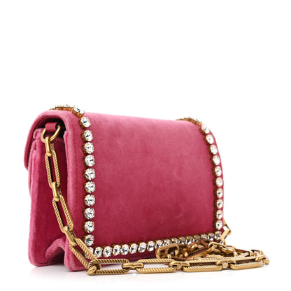 Gucci Velvet Crystal Mini Bee Broadway Shoulder Bag Light Raspberry Rose 3 of 13