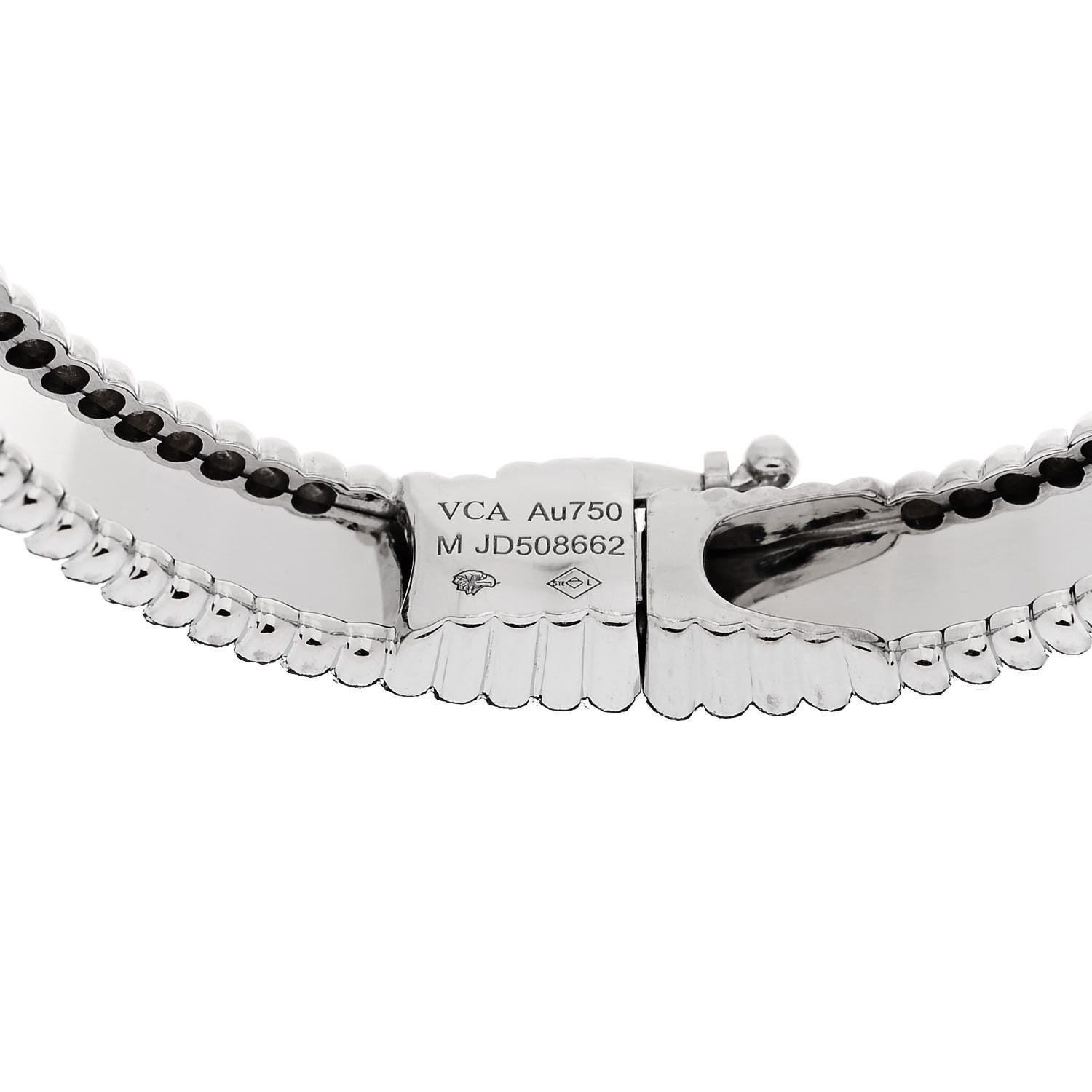 Van Cleef & Arpels 18K White Gold Perlee Signature Bangle Bracelet M 3 of 4