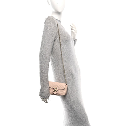 Gucci Calfskin Matelasse Super Mini GG Marmont Shoulder Bag Beige 2 of 10