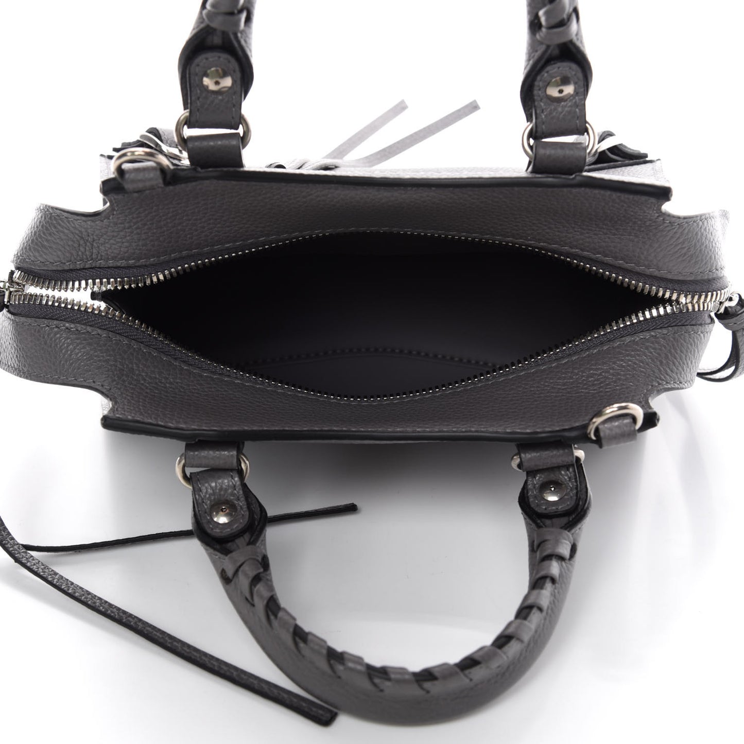 Grained Calfskin Neo Classic Silver Hardware Mini City Dark Grey