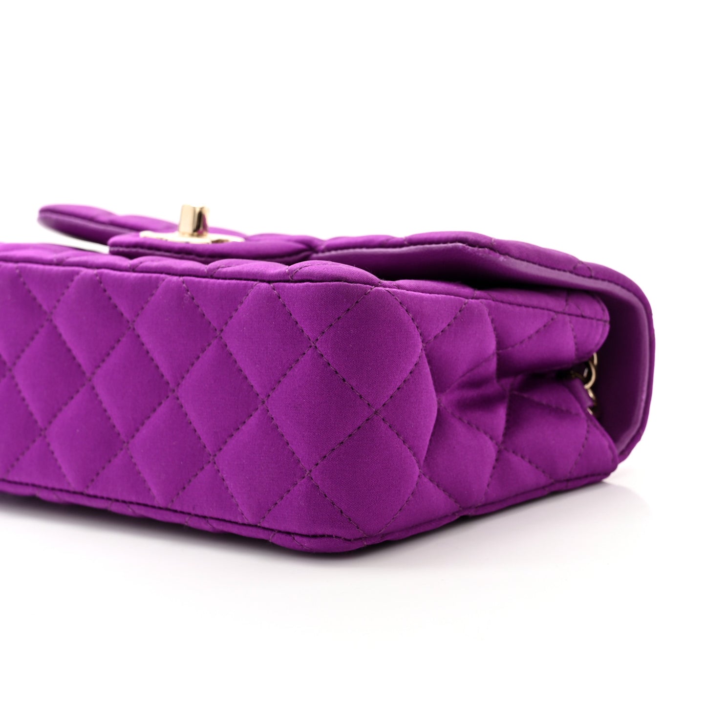Satin Quilted Mini Rectangular Flap Purple