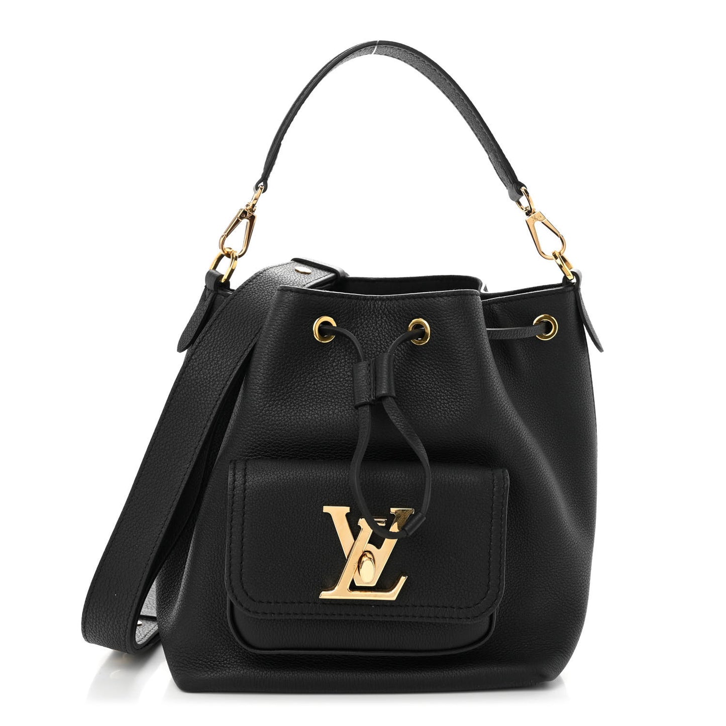 Calfskin Lockme Bucket MM Black