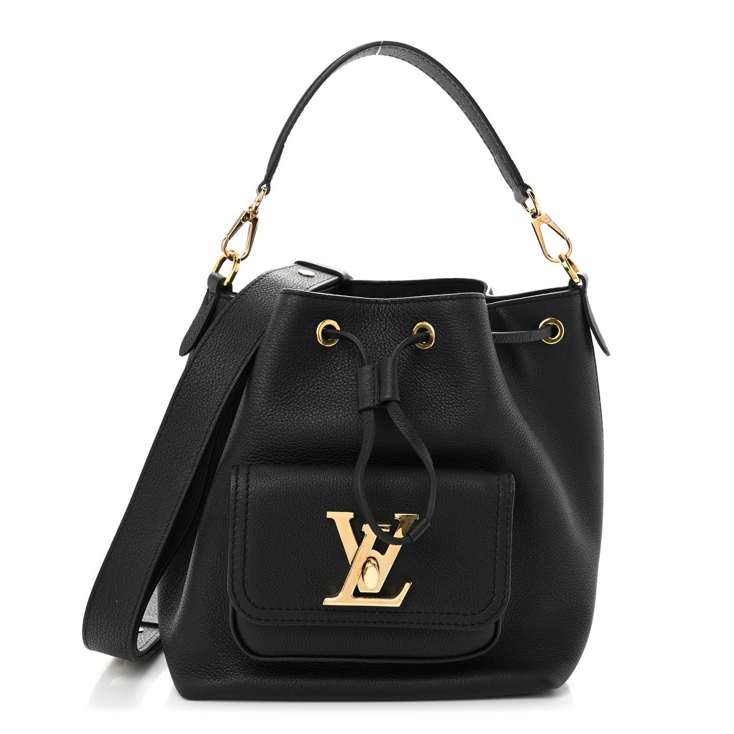Louis Vuitton Calfskin Lockme Bucket MM Black 1 of 9