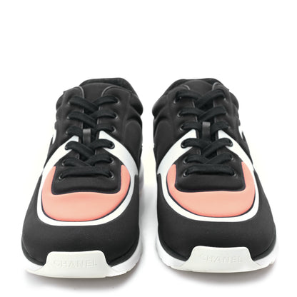 Chanel Lycra Fabric Womens CC Sneakers 40 Black White Pink 2 of 9