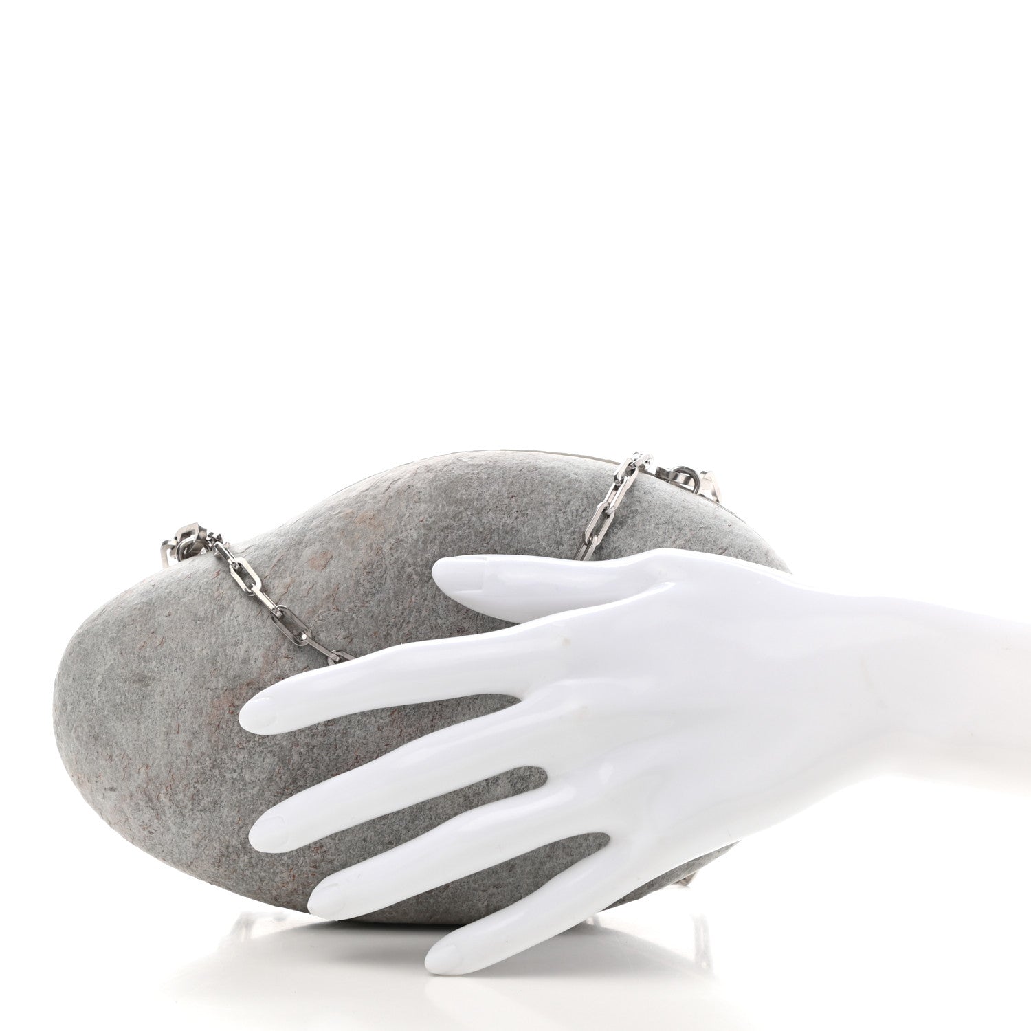 Bottega Veneta Pebble Rock Mini Chain Clutch Grey 2 of 11