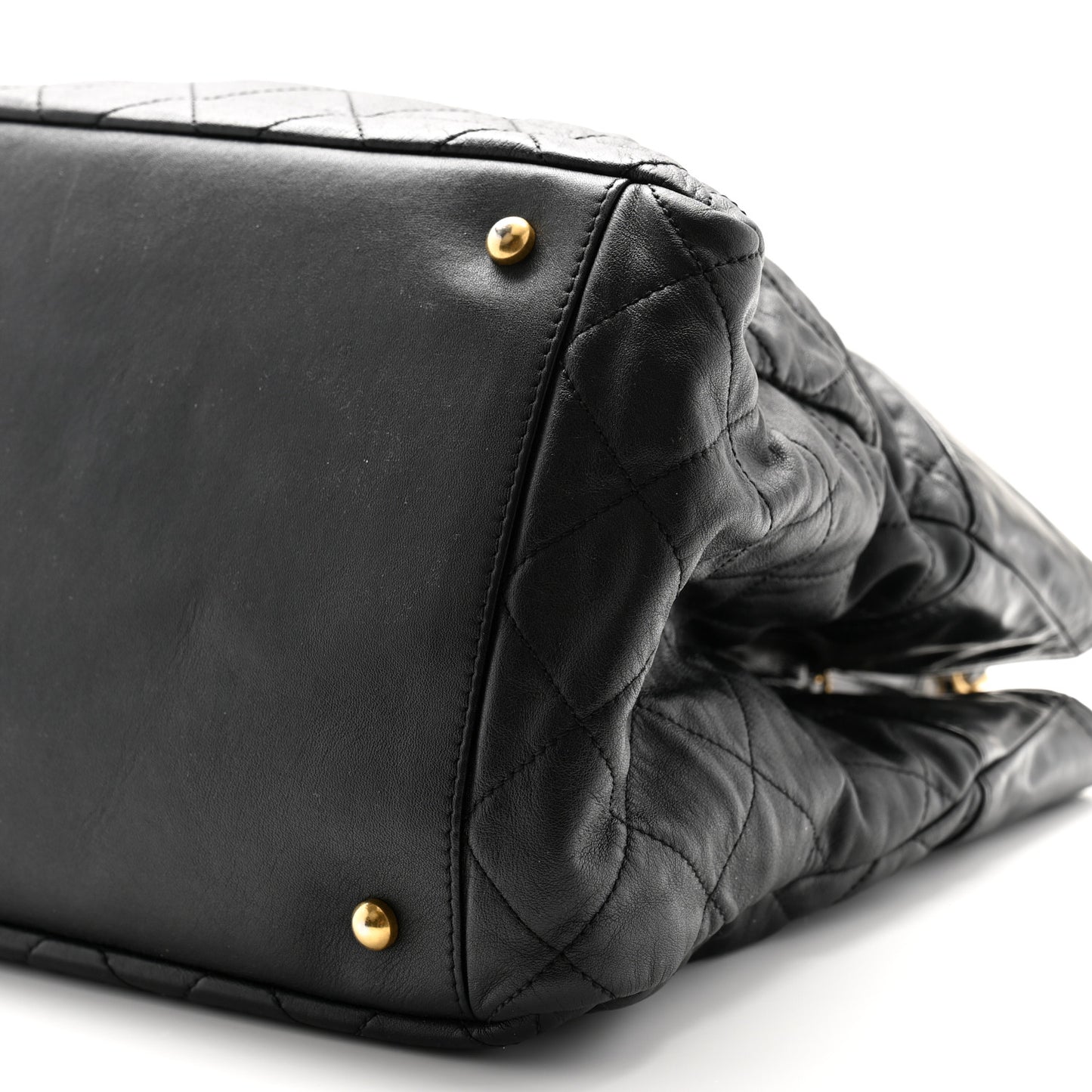 Iridescent Calfskin Quilted Large In The Mix Tote Black