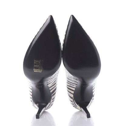 Saint Laurent Snakeskin Zebra Print Paris Pumps 37.5 Black White 7 of 12