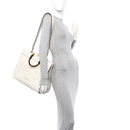 Fendi Vitello King Plexiglass Medium Fendi Sunshine Shopper Tote Bianco Ice Oro 2 of 10