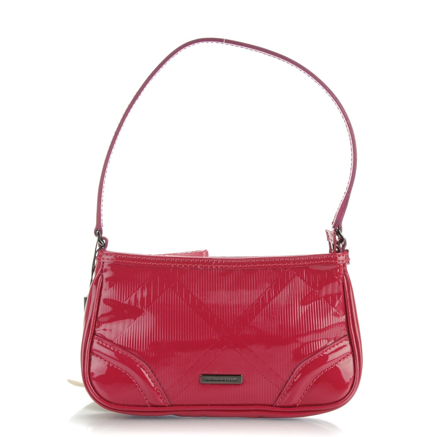Patent Check Embossed Small Aston Sling Raspberry Sorbet