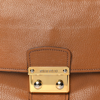 Miu Miu Goatskin Madras Shoulder Bag Cuoio 7 of 17