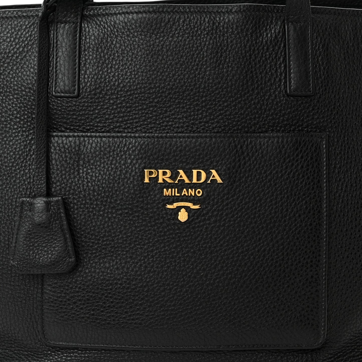 Vitello Daino Pocket Shopping Tote Black