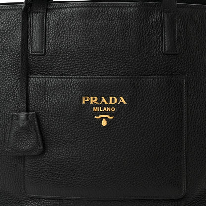 Prada Vitello Daino Pocket Shopping Tote Black 8 of 10