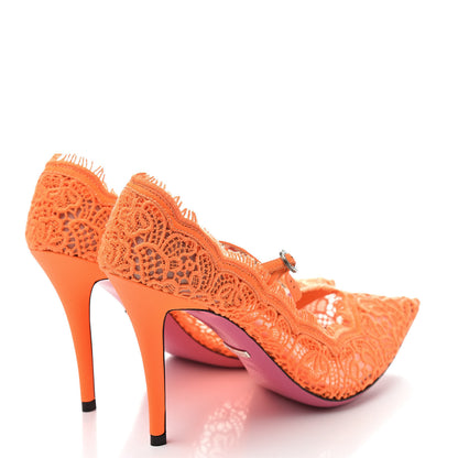 Gucci Lace Pizzo Venice Pumps 38.5 Orange Fluo 4 of 10