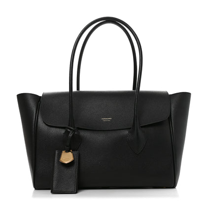Salvatore Ferragamo Hammered Calfskin Firenze East West Tote Bag Black 1 of 10