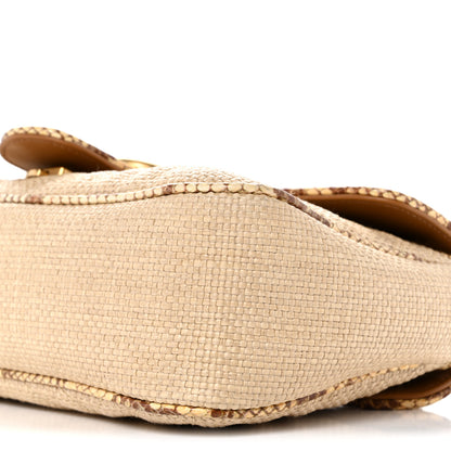 Gucci Raffia Elaphe Matelasse Small GG Marmont Shoulder Bag Natural Cream Brown 10 of 14