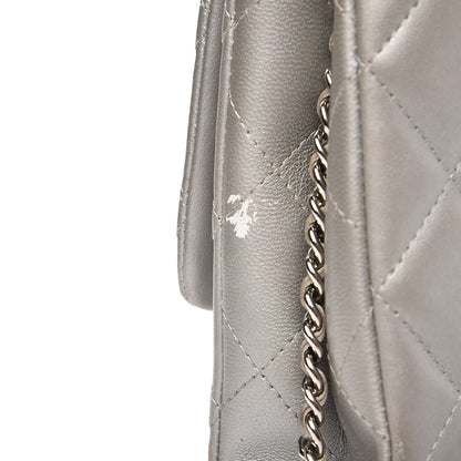 Chanel Metallic Lambskin Quilted Clutch With Chain Flap Grey 9 of 12