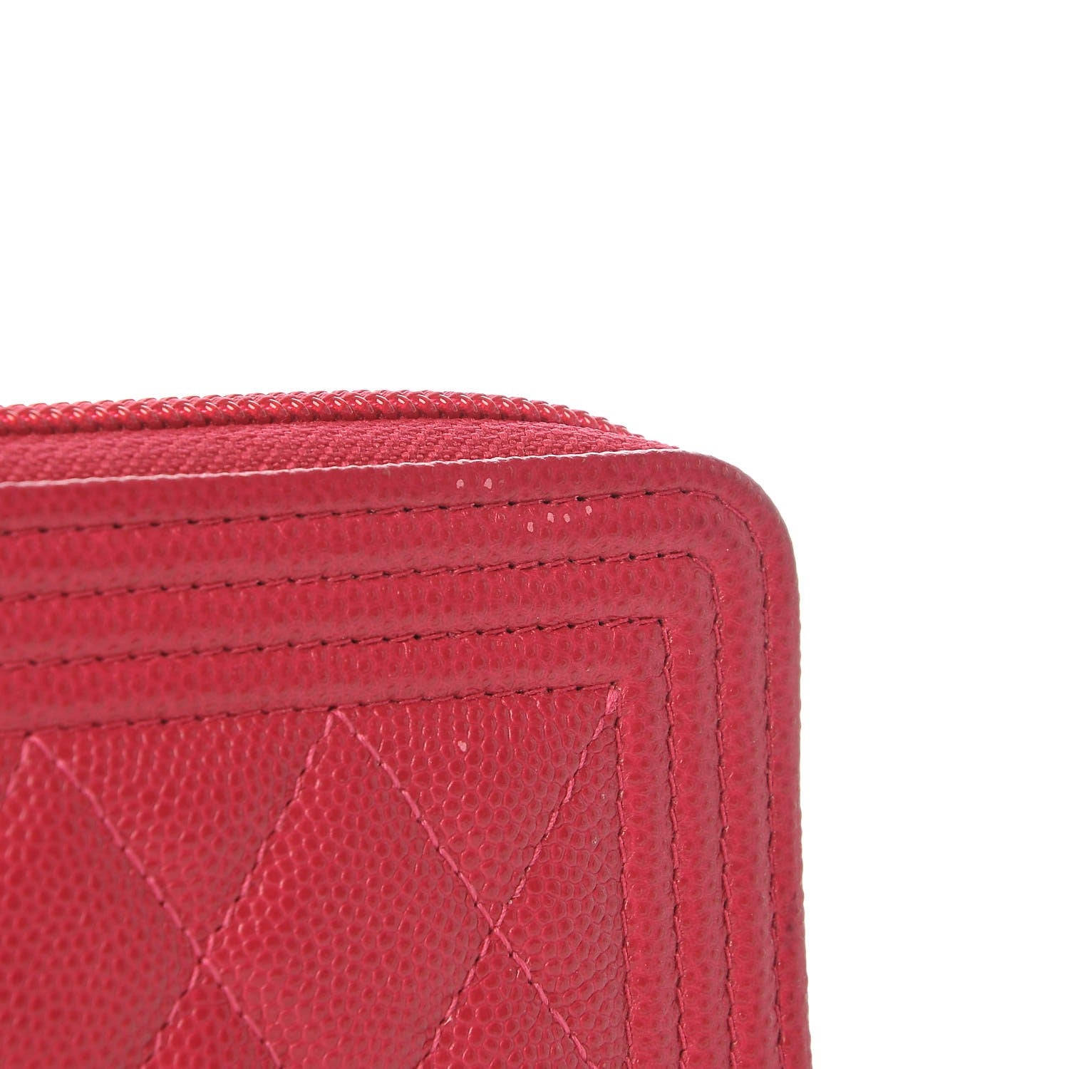 Chanel Caviar Quilted Boy Zip Around Coin Purse Wallet Fuchsia 7 of 15