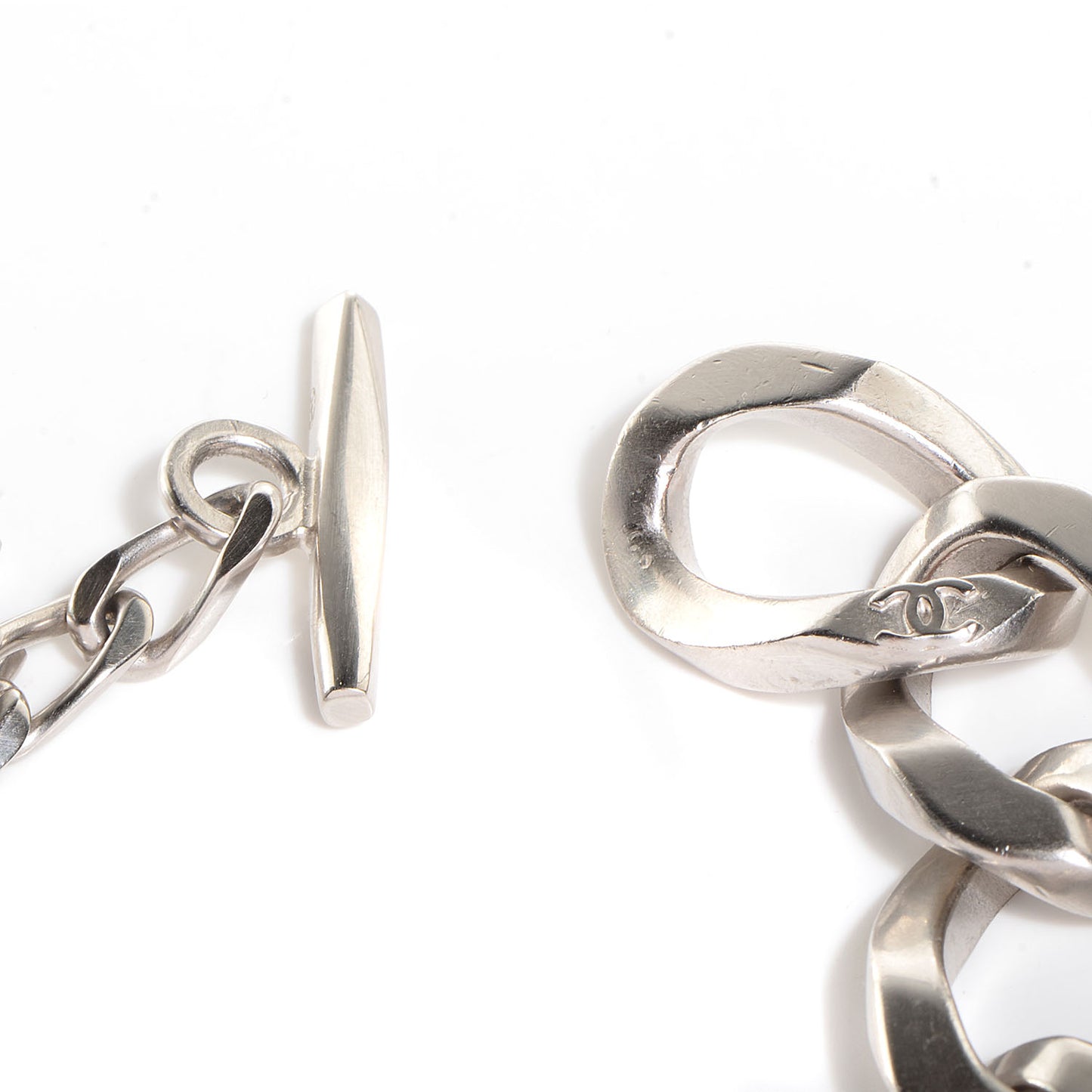 Crystal CC Chain Link Choker Necklace Silver