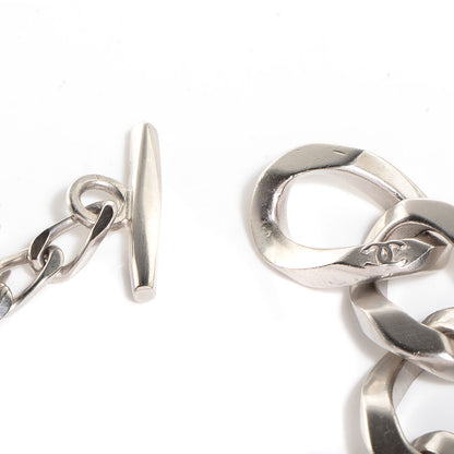 Chanel Crystal CC Chain Link Choker Necklace Silver 4 of 5