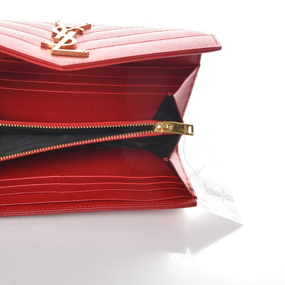 Saint Laurent Grain De Poudre Matelasse Chevron Monogram Flap Wallet Red 5 of 9