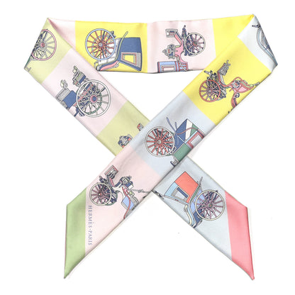 Hermes Silk Les Voitures Exquises Twilly Rose Pale Jaune Pale 1 of 4