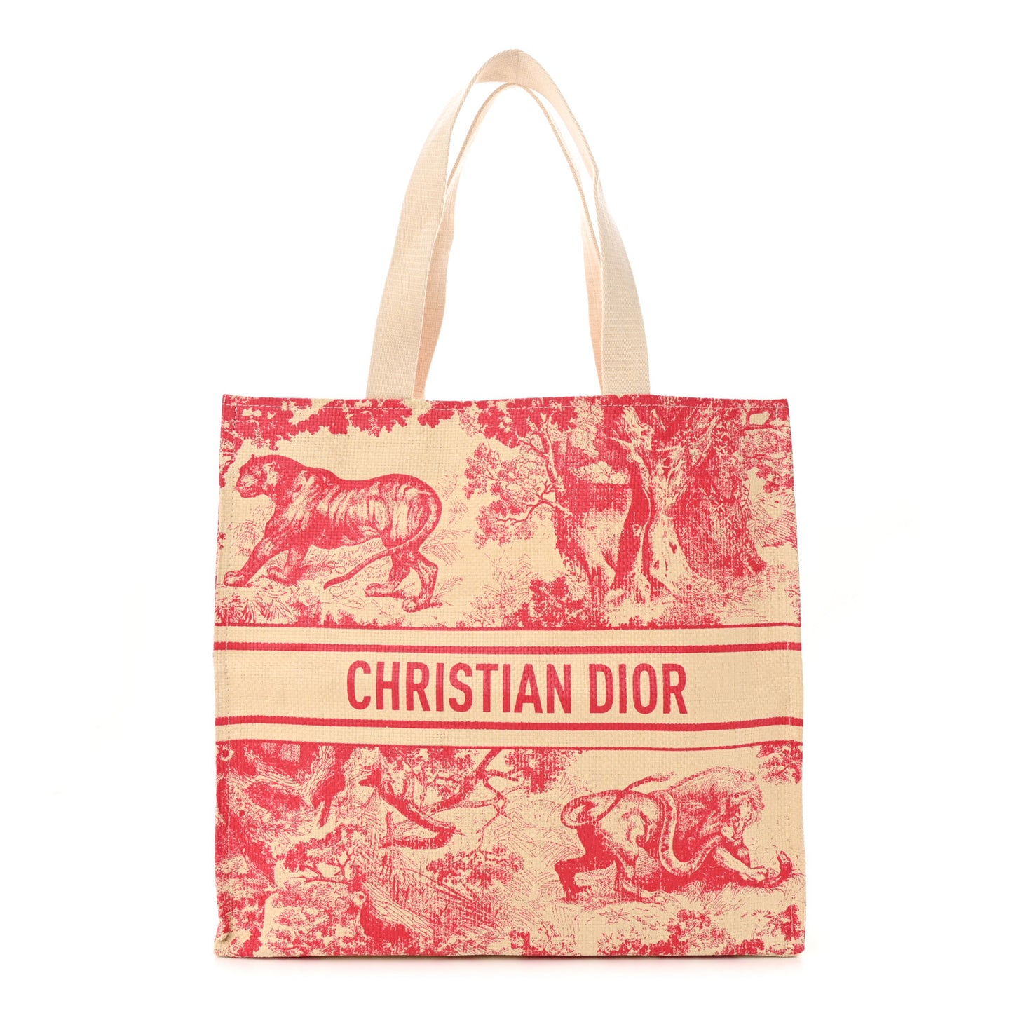 Straw Dioriviera Tote Pink