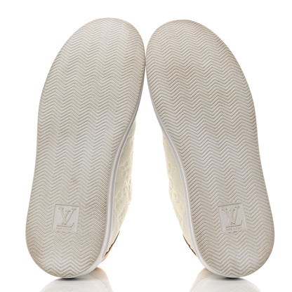 Louis Vuitton Grained Calfskin Embossed Monogram Mens Beverly Hills Sneakers 10 White 5 of 9