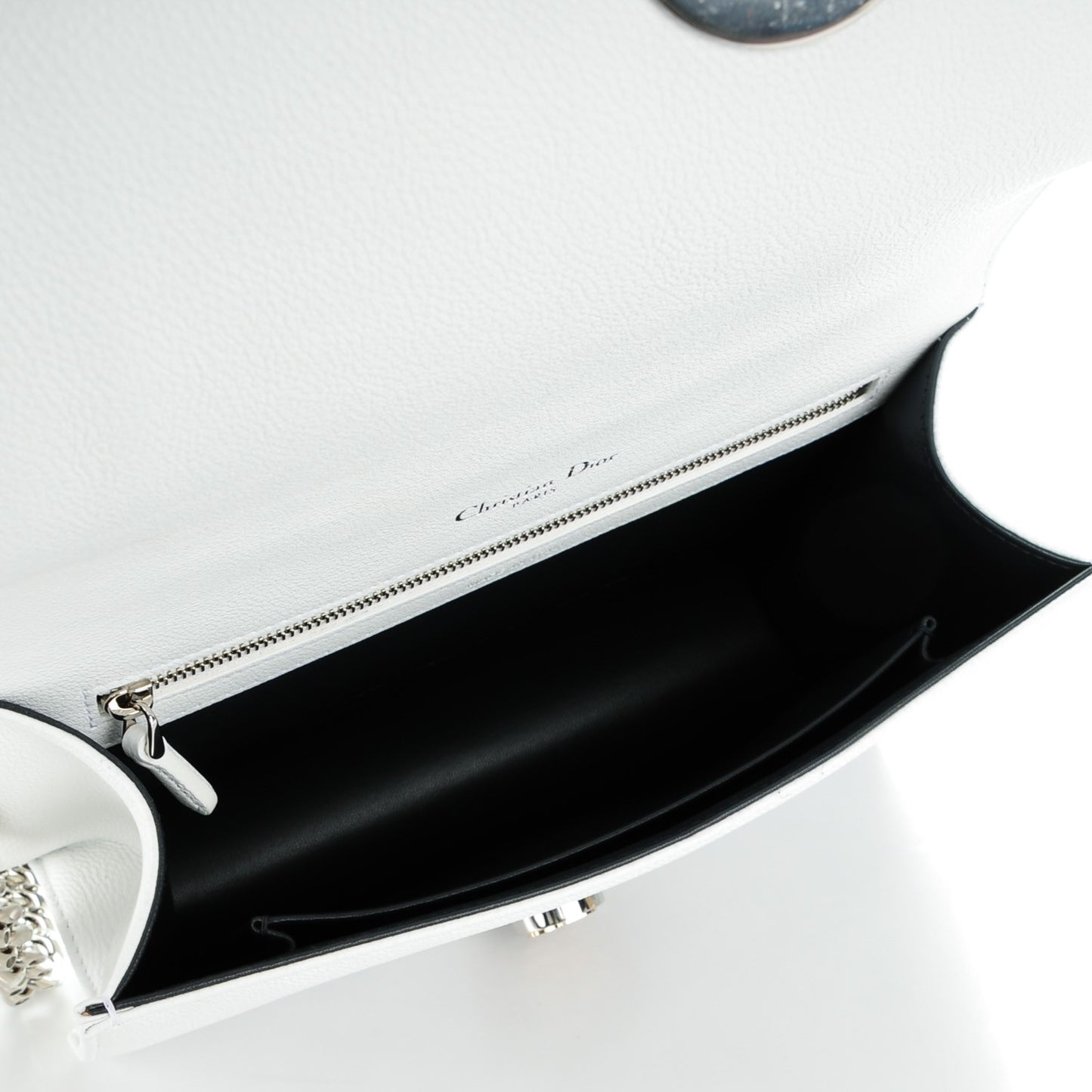 Grained Calfskin Perforated Diorama Flap Bag Latte