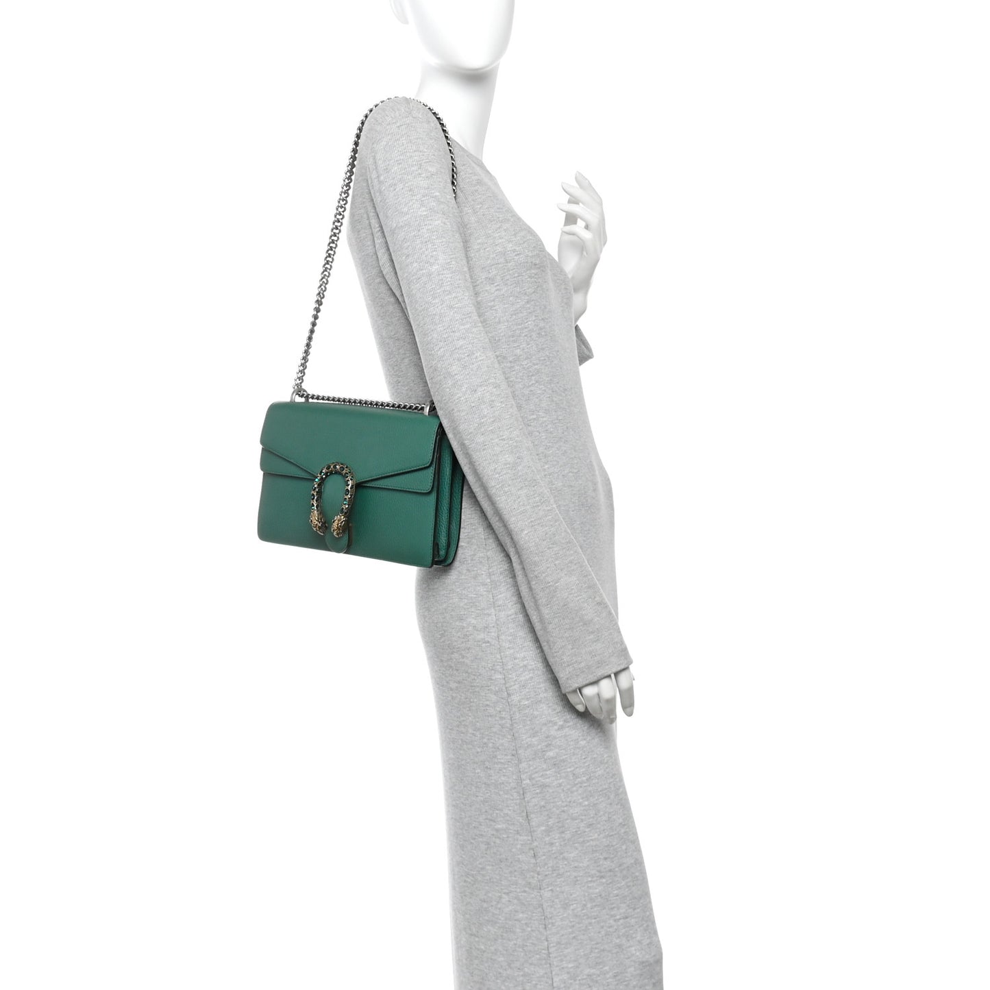 Pebbled Calfskin Small Dionysus Shoulder Bag Emerald