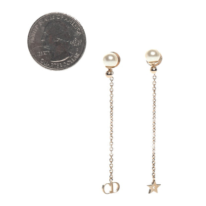 Christian Dior Pearl La Petite Tribale Dangle Chain Earrings Gold 2 of 3