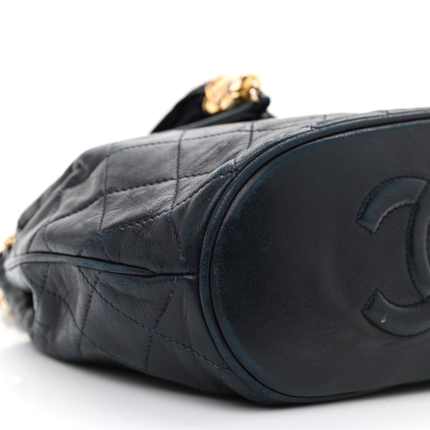 Lambskin CC Tassel Shoulder Bag Navy
