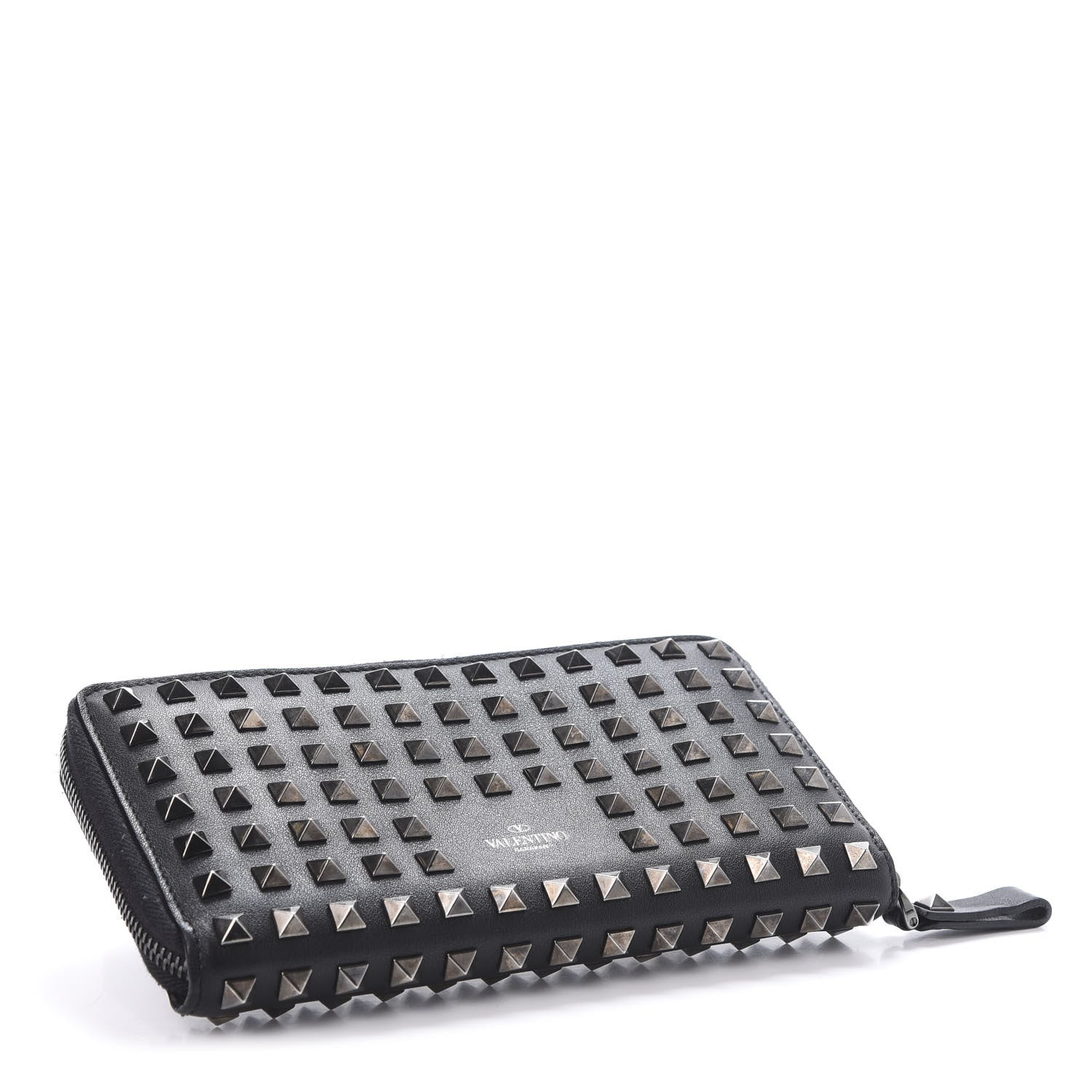 Valentino Garavani Calfskin Rockstud All Over Zip Around Wallet Black 4 of 12
