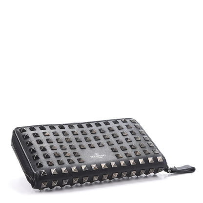 Valentino Garavani Calfskin Rockstud All Over Zip Around Wallet Black 4 of 12