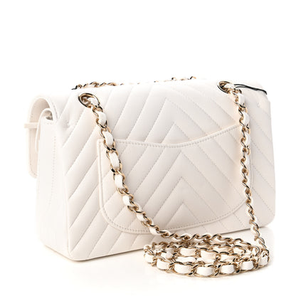 Chanel Caviar Chevron Quilted Small Double Flap White 3 of 10