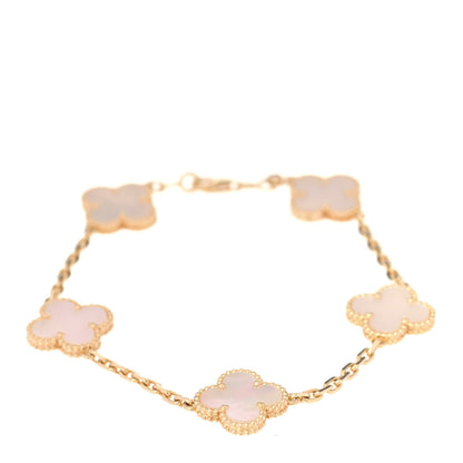 Van Cleef & Arpels 18K Yellow Gold Mother of Pearl 5 Motifs Vintage Alhambra Bracelet 1 of 5