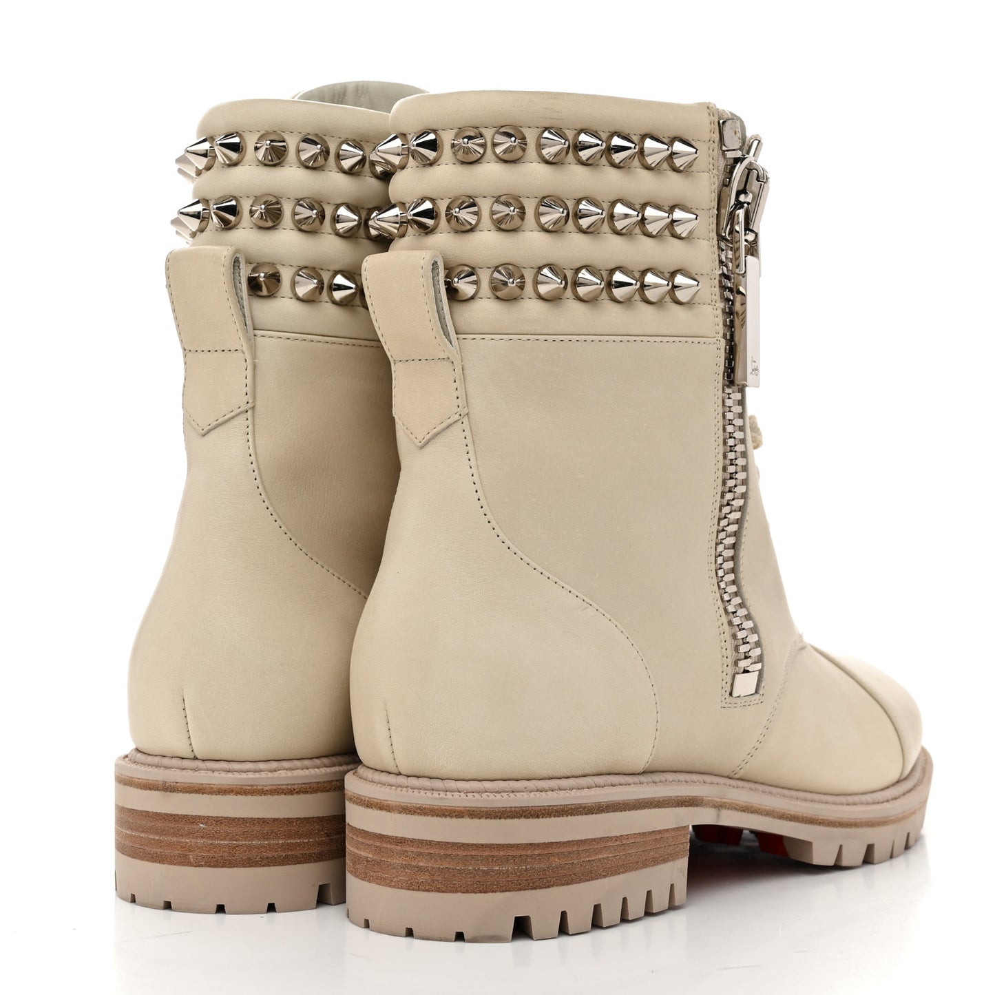Calfskin Winter Spikes Combat Boots 38.5 White