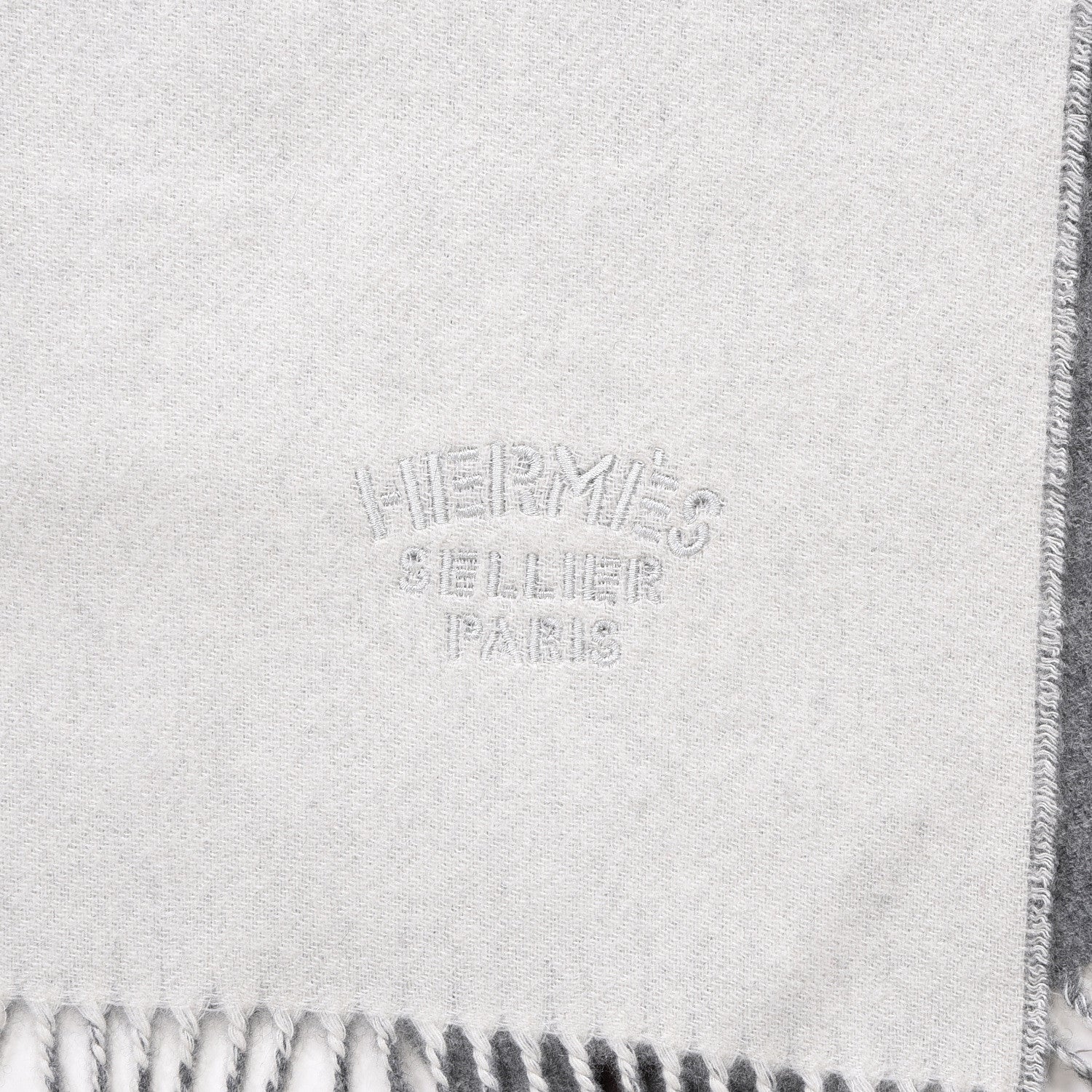 Hermes Cashmere Fringe Double Face Stole Scarf 3 of 4