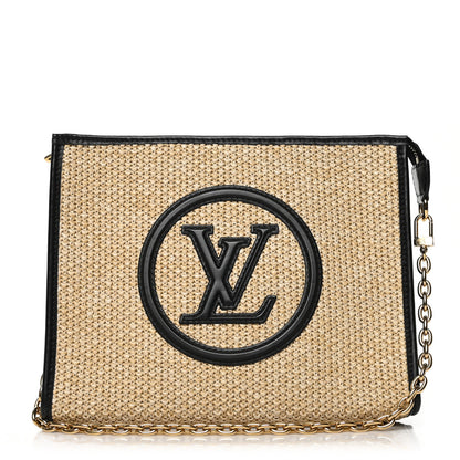 Louis Vuitton Raffia Calfskin Monogram Giant Pouch 1 of 6