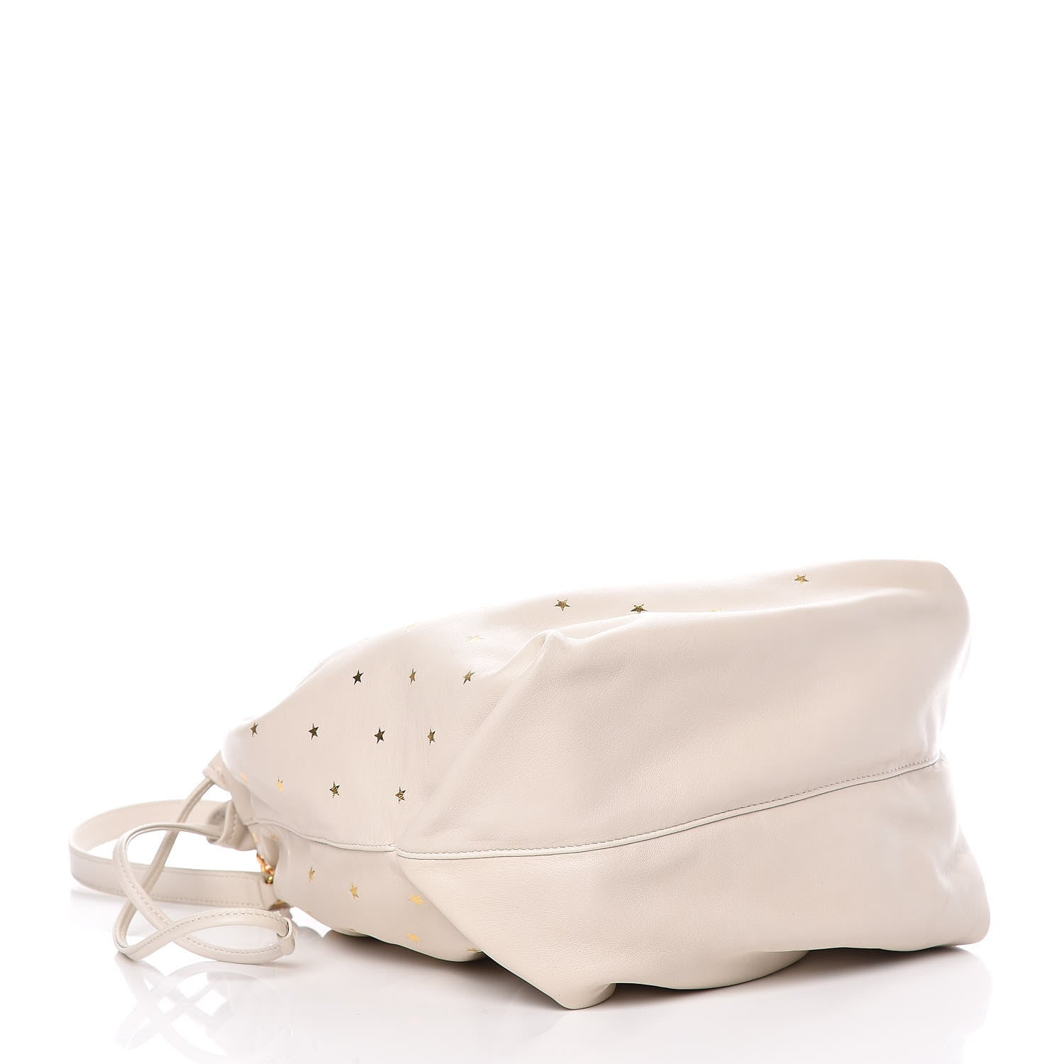 Saint Laurent Lambskin Star Printed Teddy Drawstring Bag White 5 of 11