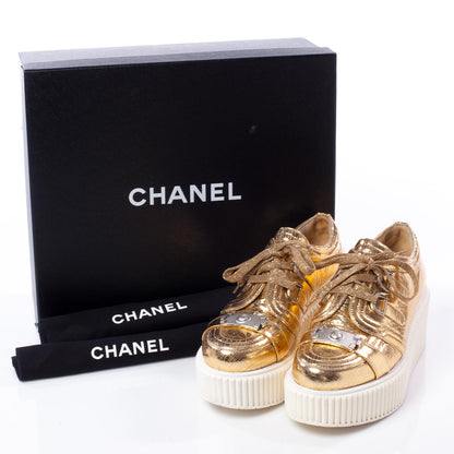 Chanel Lame Creeper Sneakers 39 Gold 10 of 10