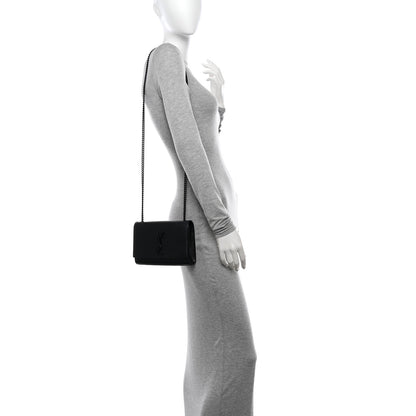 Saint Laurent Grain De Poudre Small Monogram Monochrome Kate Satchel Black 2 of 10